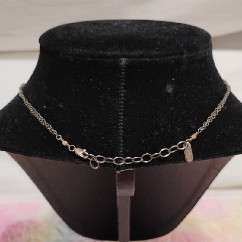 SALE! Adina 925 Sterling Silver Square/Double Chain Vintage Necklace - Picture 5 of 12